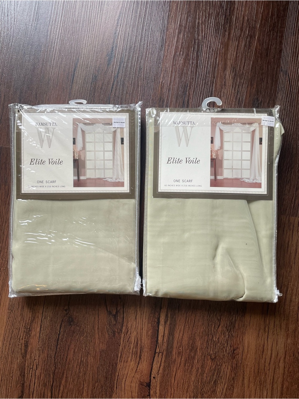 Wamsutta Elite Voile Window Scarf Sage Color 60 x 216 - NIP-set Of 2